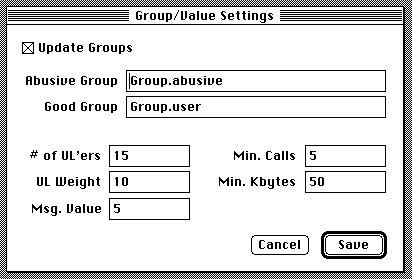 Suzie 1.7 Group/Value File Settings